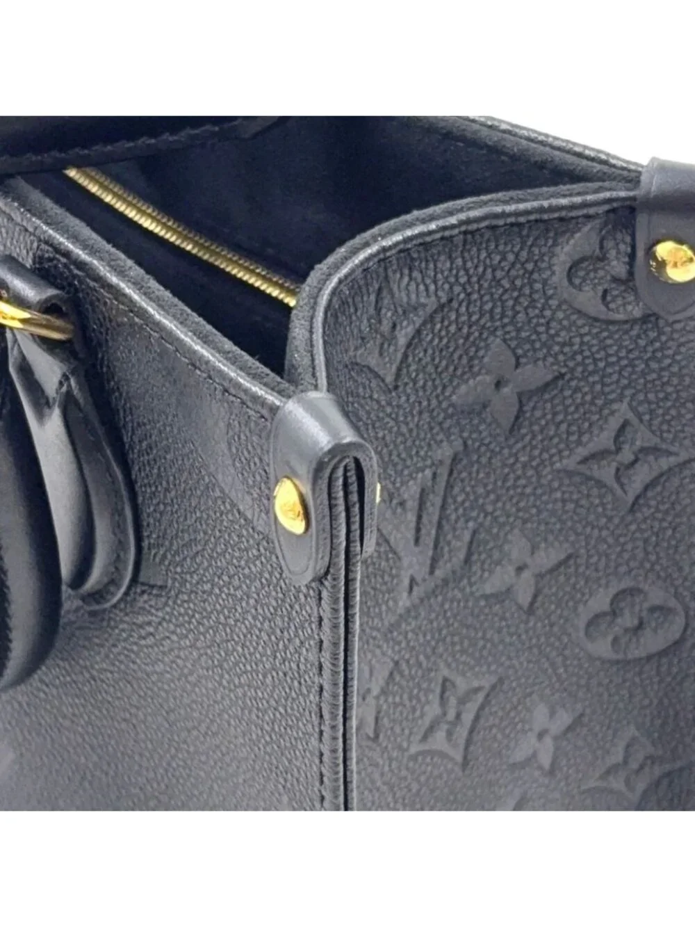 Louis Vuitton On The Go PM Monogram Empreinte Calfskin Black Handbag Gold